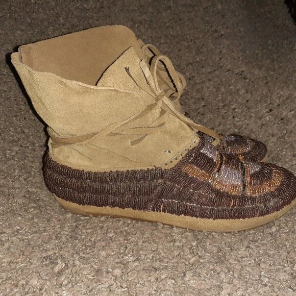 HOUSE OF HARLOW 1960-Maddie-Beaded Suede Moccasin Booties-36.5-Excellent - Picture 4 of 8